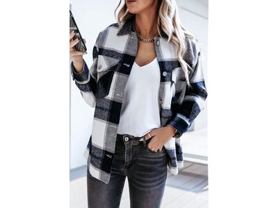 Plaid Shacket With Snap Buttons