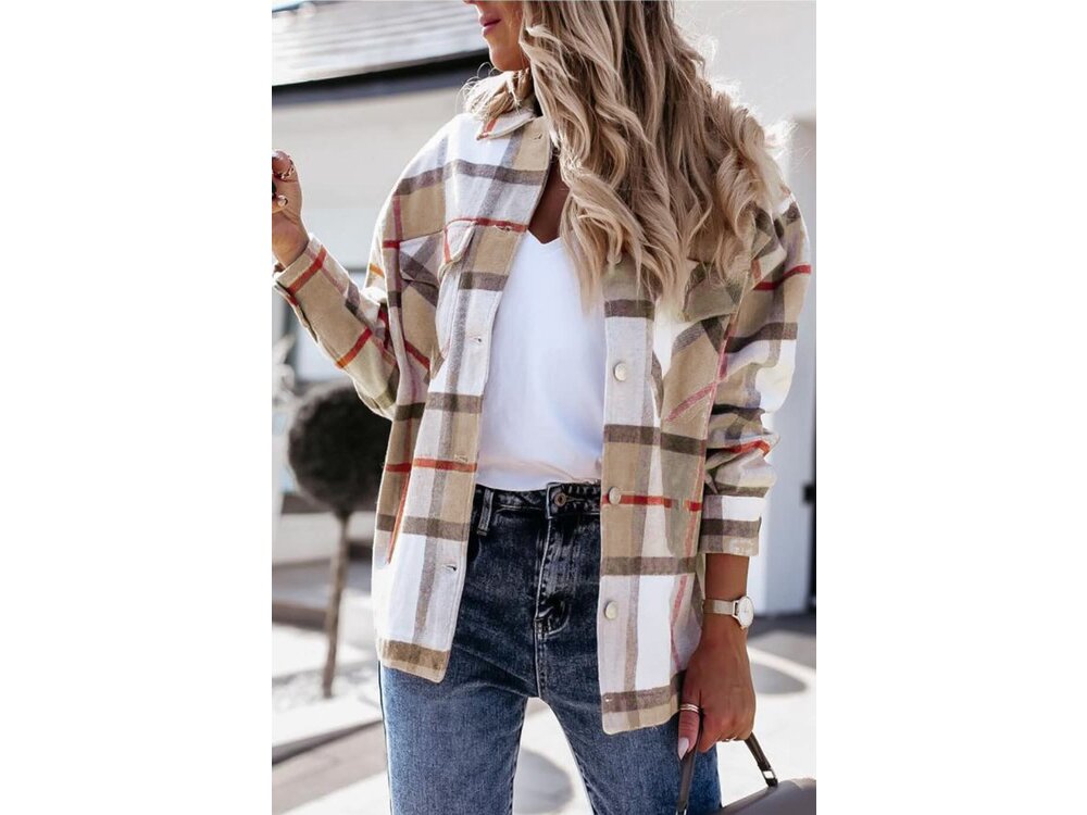 Plaid Shacket With Snap Buttons