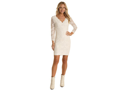 Rock and Roll Denim 3/4 Sleeve Lace Dress