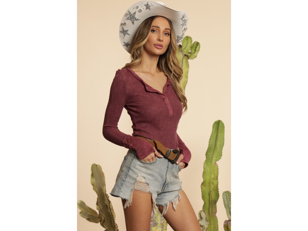 Blue Buttercup Mineral Dyed Top with Stone Detail