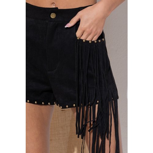 Blue B Suede Shorts with Fringe Pocket Blue B Suede Shorts with Fringe Pocket
