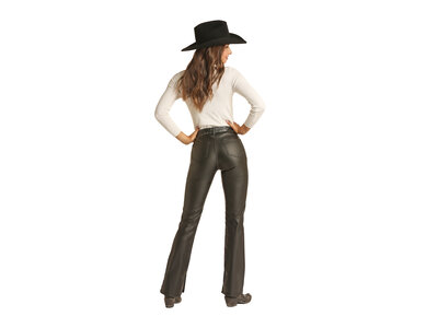 Rock and Roll Denim Black Pleather High-Rise Bootcut