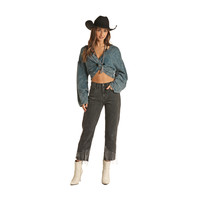 Charcoal Fringe Cropped Pant