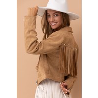 Suede Studded Fringe Moto Jacket