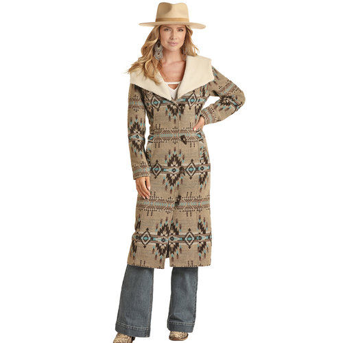Powder River Outfitters Aztec Print Wool Long Jacket