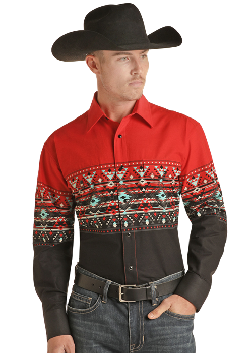 Panhandle Red and Tan Aztec Snap Shirt - Alternate Route Outfitters