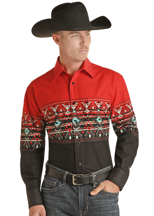 Panhandle Red and Tan Aztec Snap Shirt - Alternate Route Outfitters