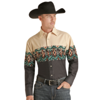 Blue Aztec Shirt With Skull Detail