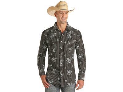 Rock and Roll Denim Vintage Rodeo Print Snap