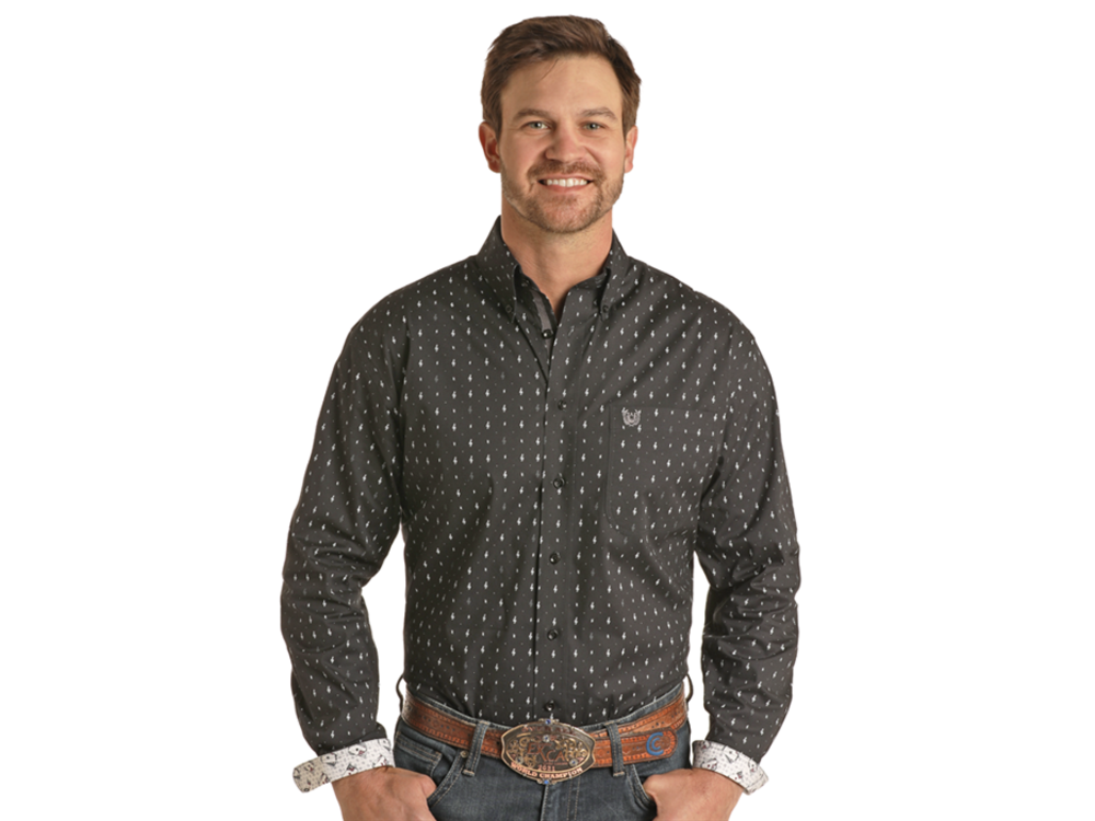 Rock and Roll Denim Music Note Button Up