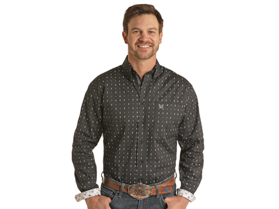 Rock and Roll Denim Music Note Button Up