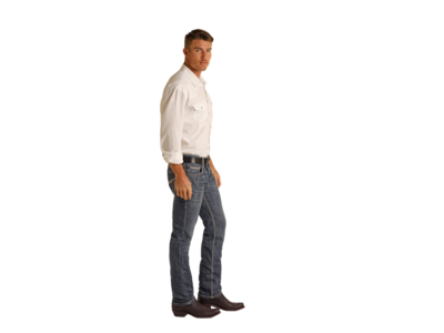 Rock and Roll Denim CrissCross Embroidery Rifle Straight