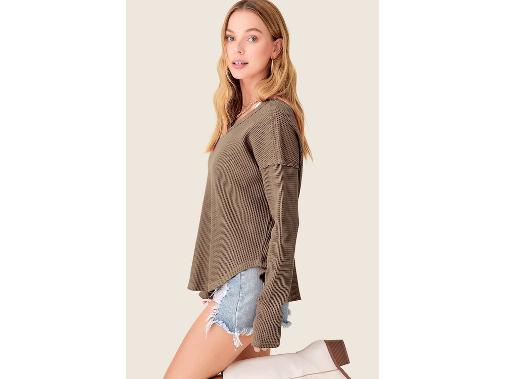 La Miel Loose Fit Waffle Top