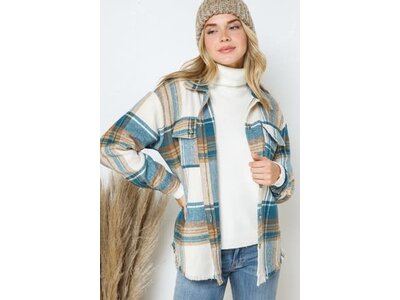 Blue B Teal Taupe Multi Shacket