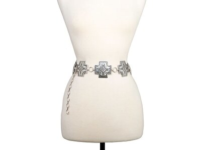 Etched Cross Concho Belt Silver