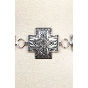 Etched Cross Concho Belt Silver