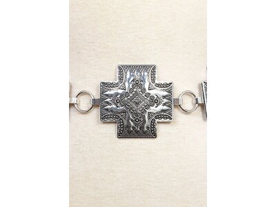 Etched Cross Concho Belt Silver