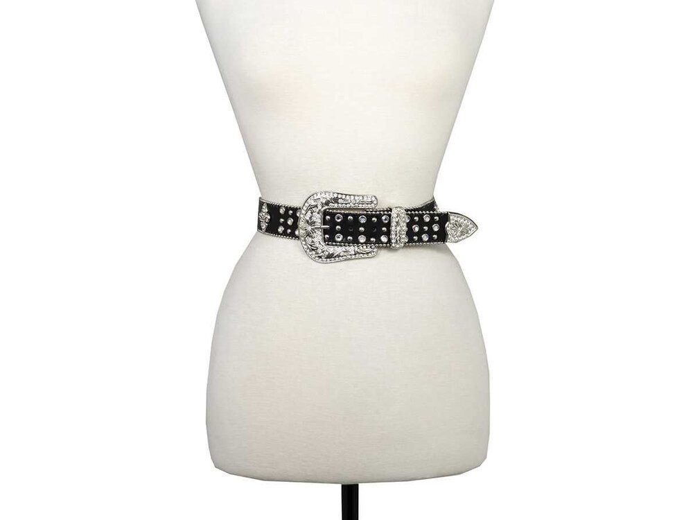 Western Studded Belt with Fleur de Lis Accent Med/Large