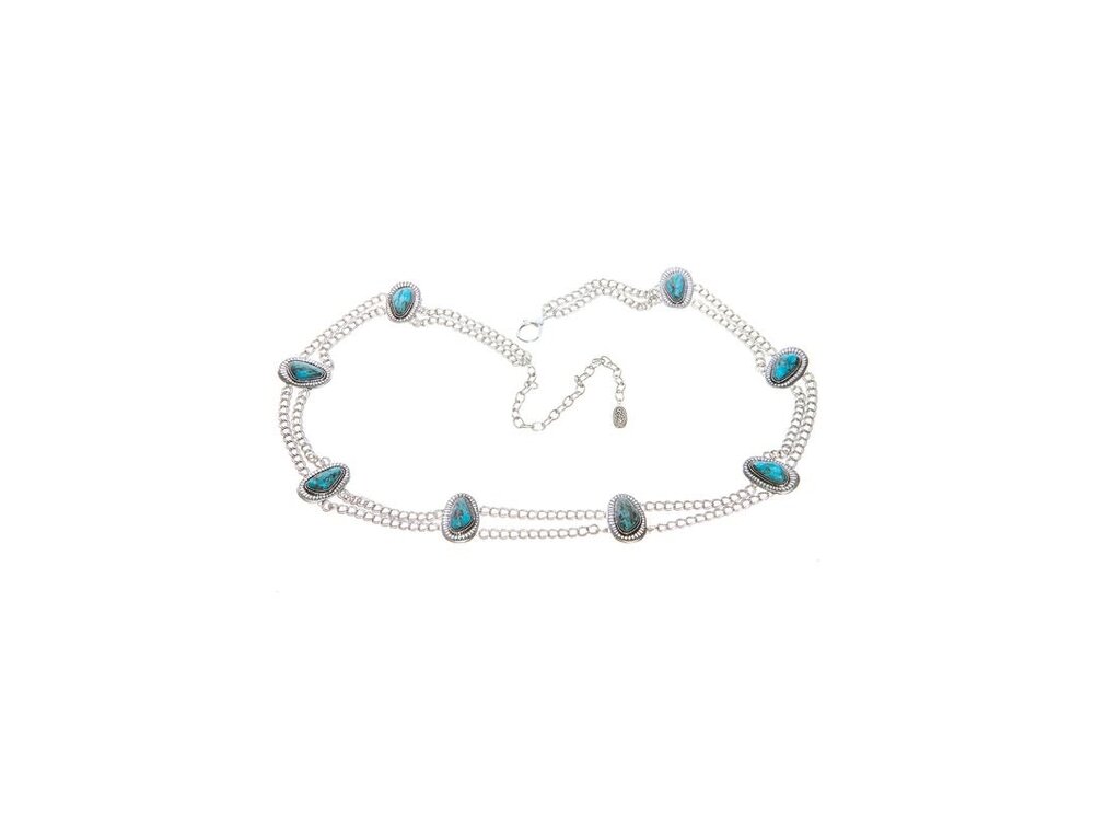 Double Chain Turquoise Stone Accent Belt