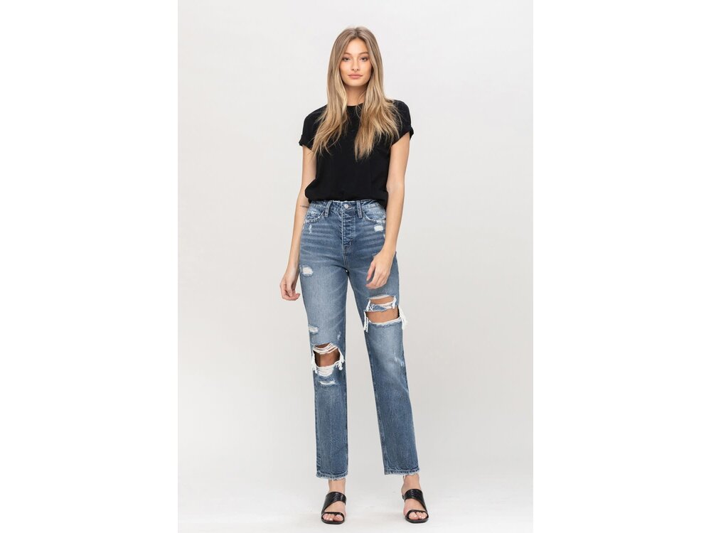 Flying Monkey Super HiRise Hidden Button Distressed Straight