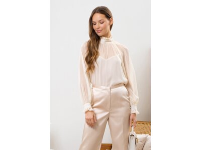 blu pepper Sheer High Neck Blouse