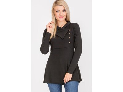 Asymmetrical Neck with Button Closure Blouse
