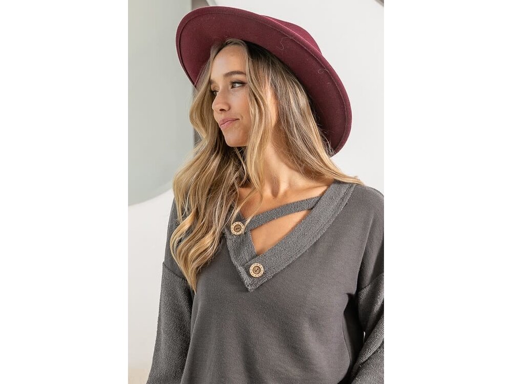 French Terry Shirt with Double Band and Button Detail