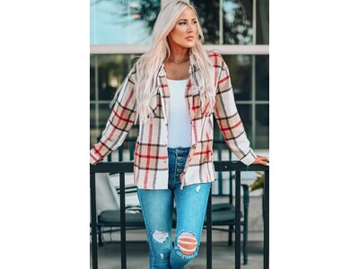 Plaid Shacket With Snap Buttons