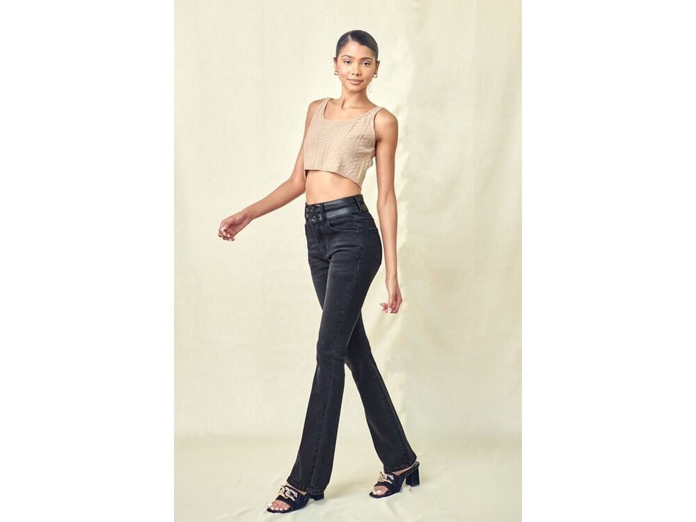 KanCan Black  Bootcut with Contrast Waistband