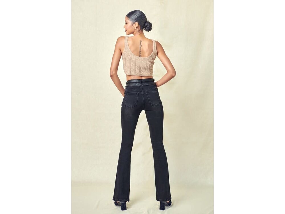 KanCan Black  Bootcut with Contrast Waistband