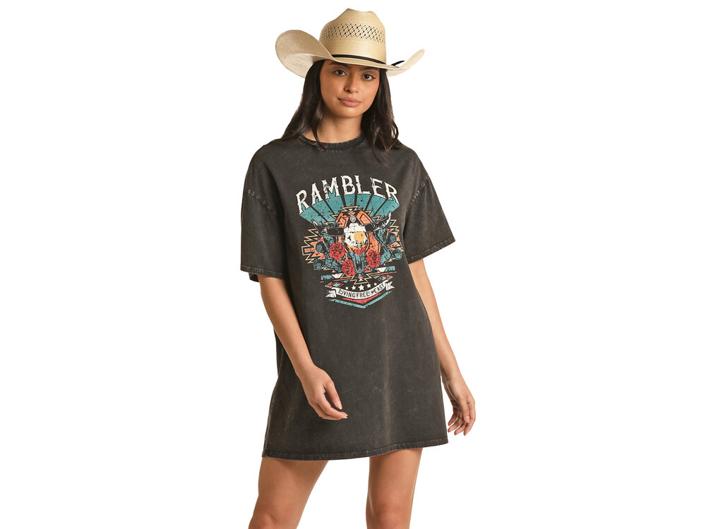 Rock and Roll Denim Rambler Oversized Tee Dress