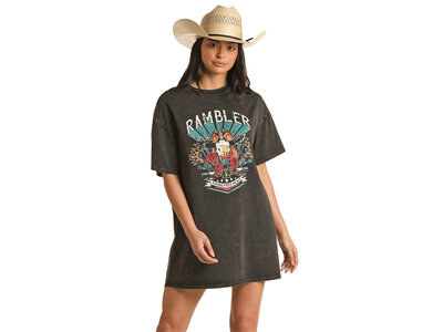 Rock and Roll Denim Rambler Oversized Tee Dress