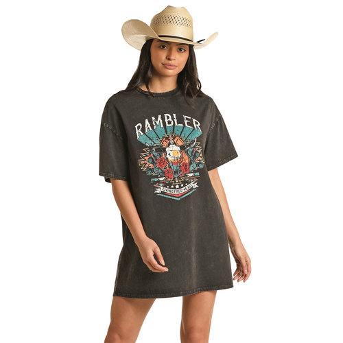 Rock and Roll Denim Rambler Oversized Tee Dress