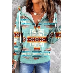 Blue Aztec Lightweight Hoodie