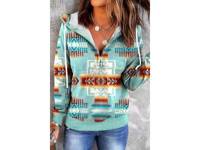 Blue Aztec Lightweight Hoodie