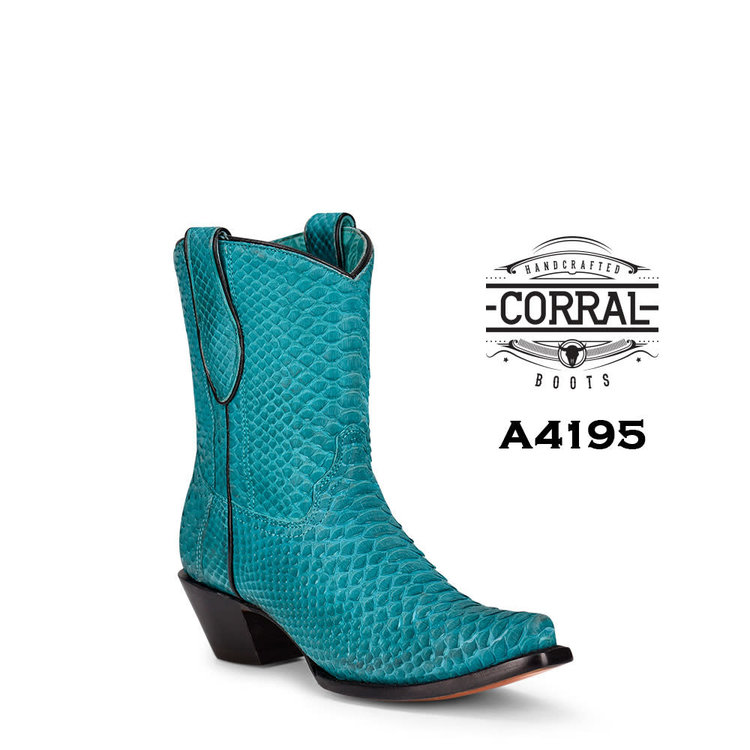 Corral Blue Bayou- Turquoise Python Skin 8in Bootie