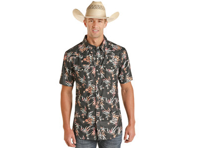 Rock and Roll Denim TekWestern Tropical ShortSleeve PearlSnap