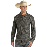TekWestern Grey Camo Long Sleeve Snap