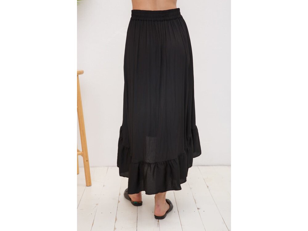 Blue B Black Satin HighLow Wrap Skirt