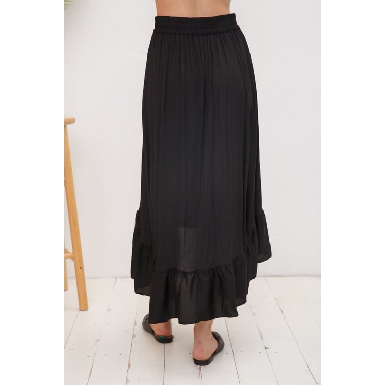 Blue B Black Satin HighLow Wrap Skirt