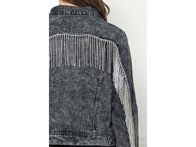 Veveret Black Denim Jacket with Crystal Fringe