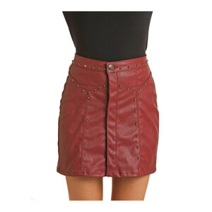 Rock and Roll Denim Burgundy Pleather Skirt