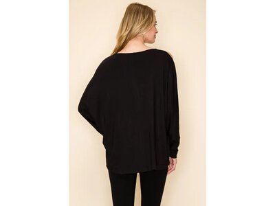 Vocal Asymmetrical Open Shoulder Top with Eyelet