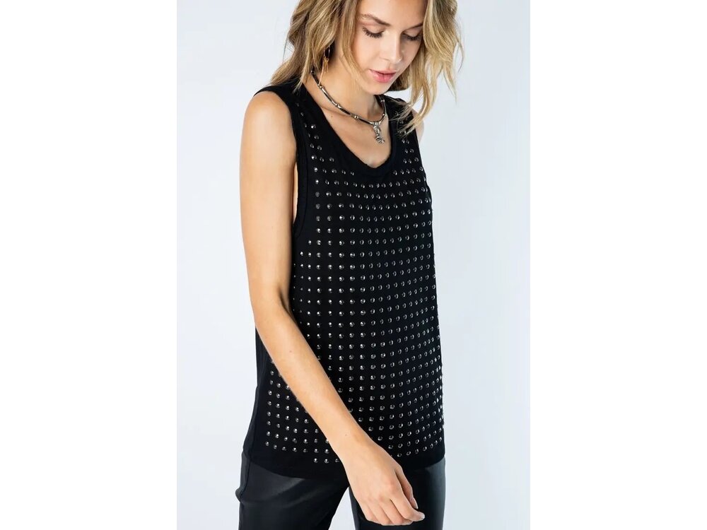Vocal Sleeveless Flowy Tank with Studs