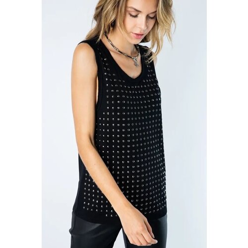 Vocal Sleeveless Flowy Tank with Studs