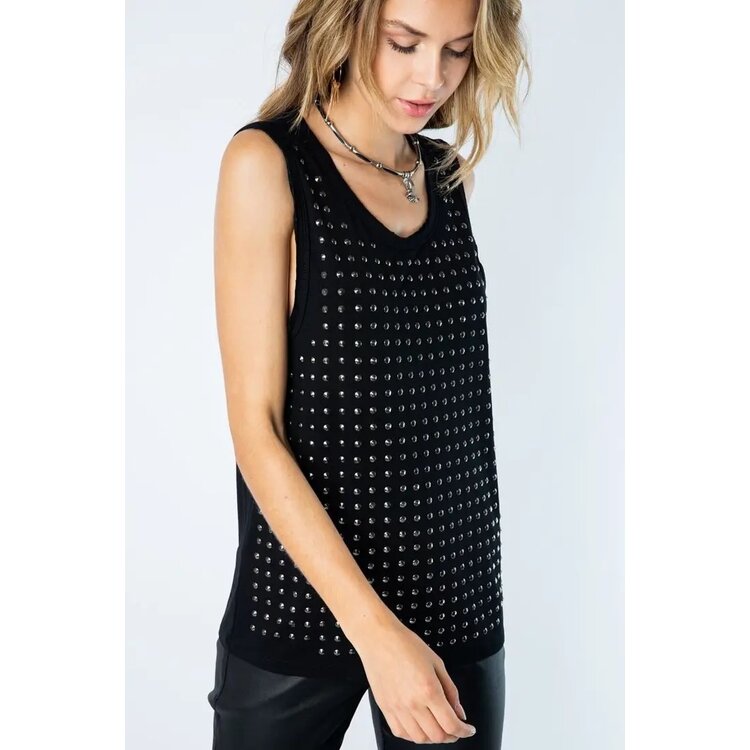 Vocal Sleeveless Flowy Tank with Studs