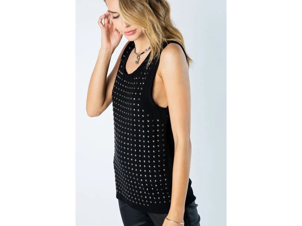 Vocal Sleeveless Flowy Tank with Studs