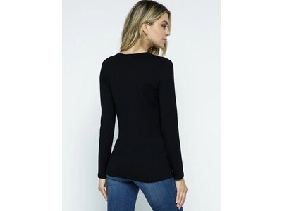 Vocal Bejeweled V-Neck Long Sleeve - Black