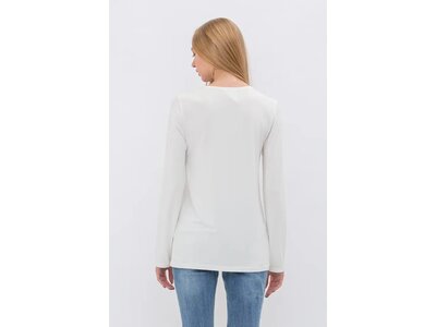 Vocal Bejeweled V-Neck Long Sleeve - White