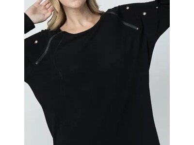 Vocal Long Sleeve Top with Grommets and Zipper